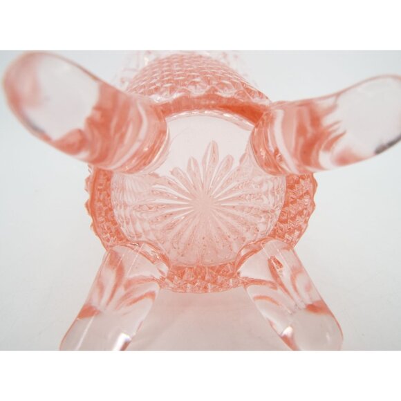 Vintage Imperial Glass Pink Diamond Point Lace Edge Vase - Picture 9 of 11